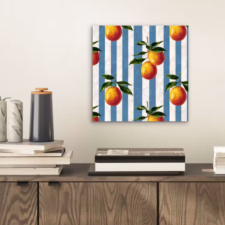Aluminium schilderij - Strepen - Citroen - Blauw — 2