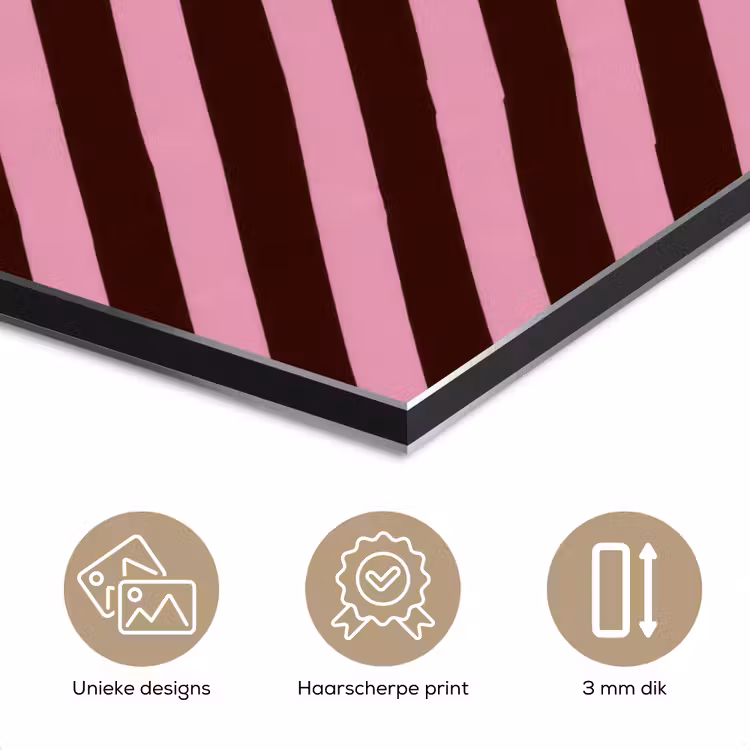 Aluminium schilderij - Strepen - Roze - Bruin — 7