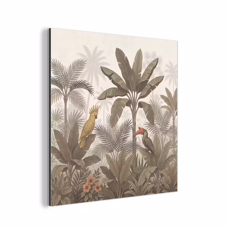 Aluminium schilderij - Vogel - Jungle - Tropisch - Illustratie - Groen — 1