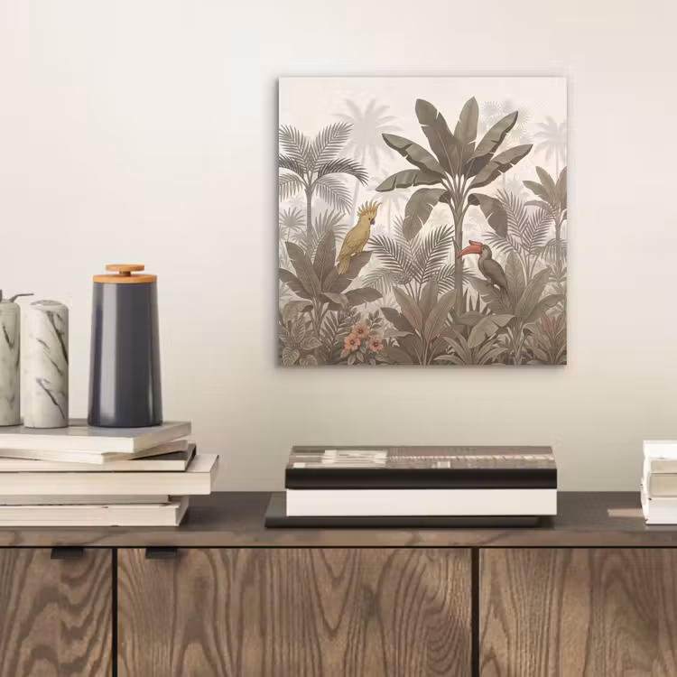 Aluminium schilderij - Vogel - Jungle - Tropisch - Illustratie - Groen — 2
