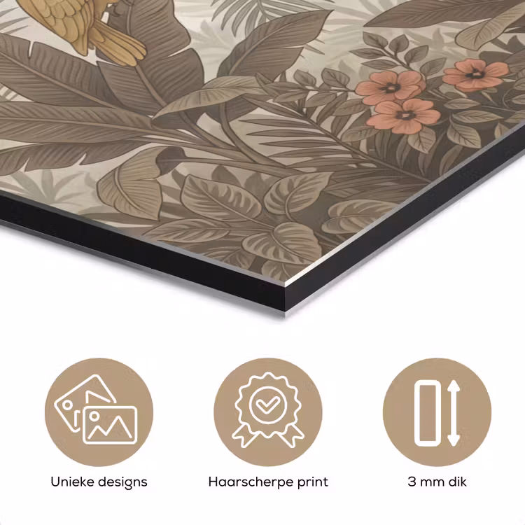 Aluminium schilderij - Vogel - Jungle - Tropisch - Illustratie - Groen — 7