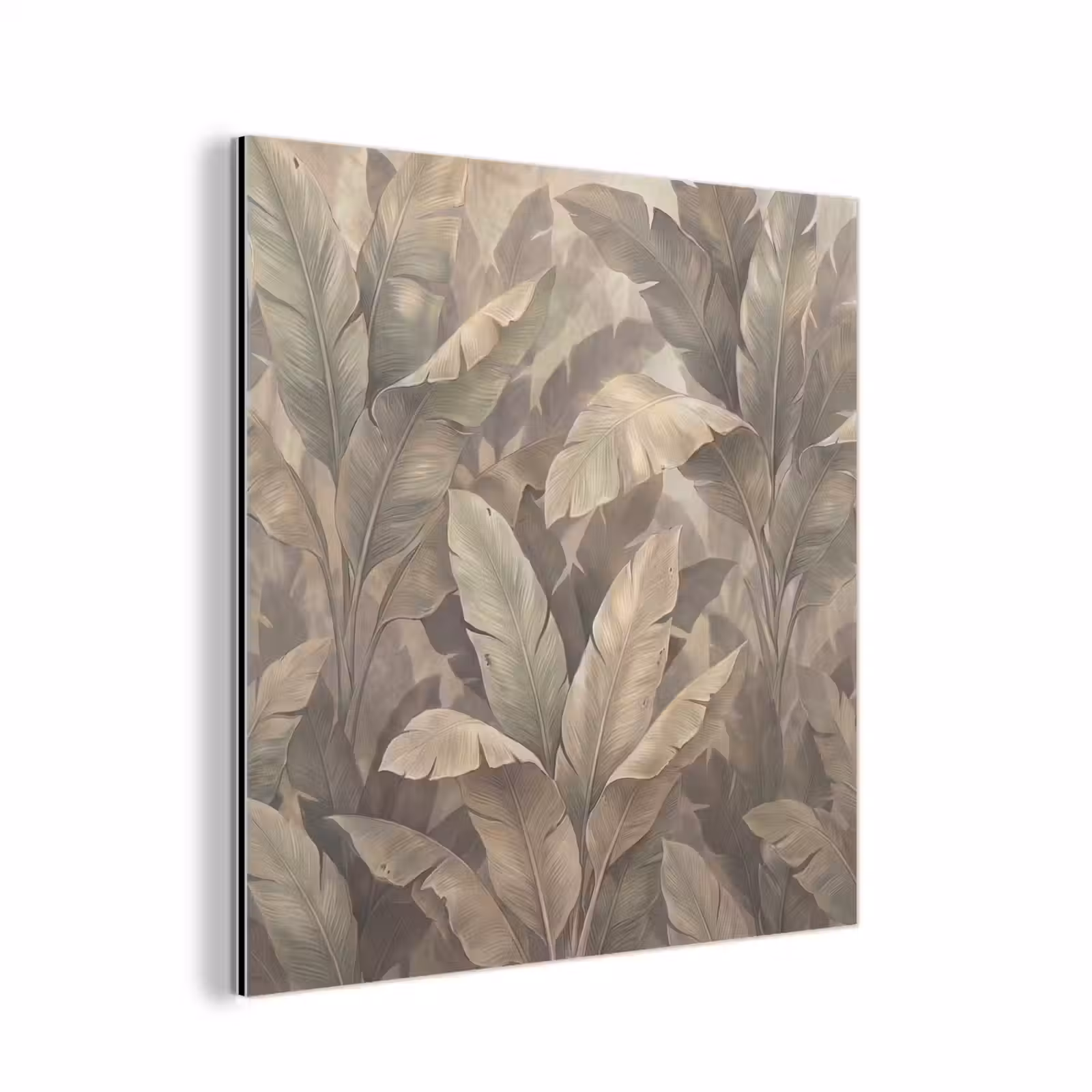 Aluminium schilderij - Bladeren - Tropisch - Natuur - Modern - Beige — 1