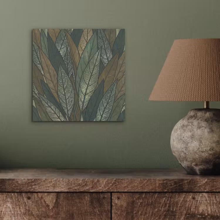 Aluminium schilderij - Bladeren - Patroon - Gestippeld - Natuur - Groen — 3