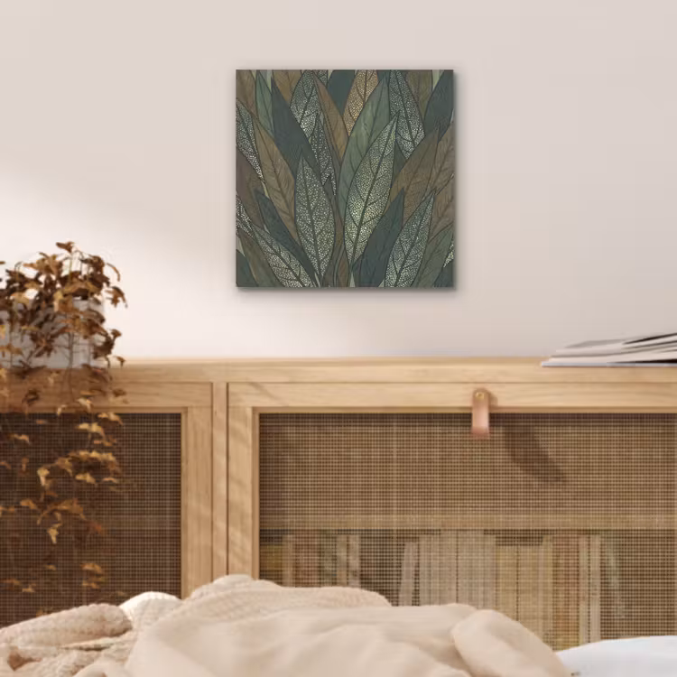 Aluminium schilderij - Bladeren - Patroon - Gestippeld - Natuur - Groen — 4