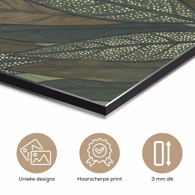 Aluminium schilderij - Bladeren - Patroon - Gestippeld - Natuur - Groen — 7