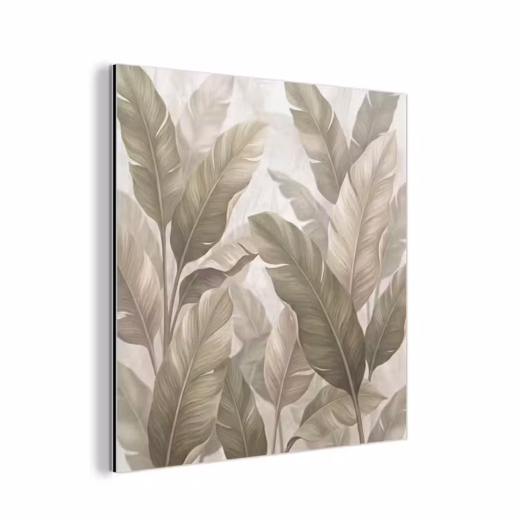Aluminium schilderij - Bladeren - Tropisch - Natuur - Abstract - Beige — 1