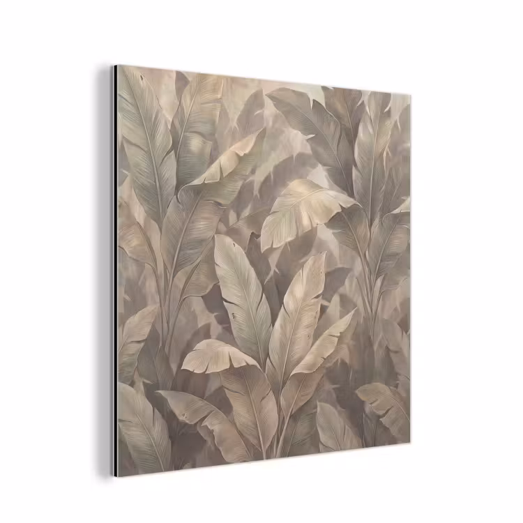 Aluminium schilderij - Bladeren - Tropisch - Natuur - Modern - Beige — 1