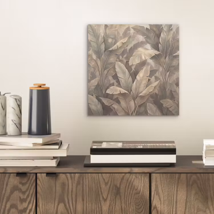 Aluminium schilderij - Bladeren - Tropisch - Natuur - Modern - Beige — 2