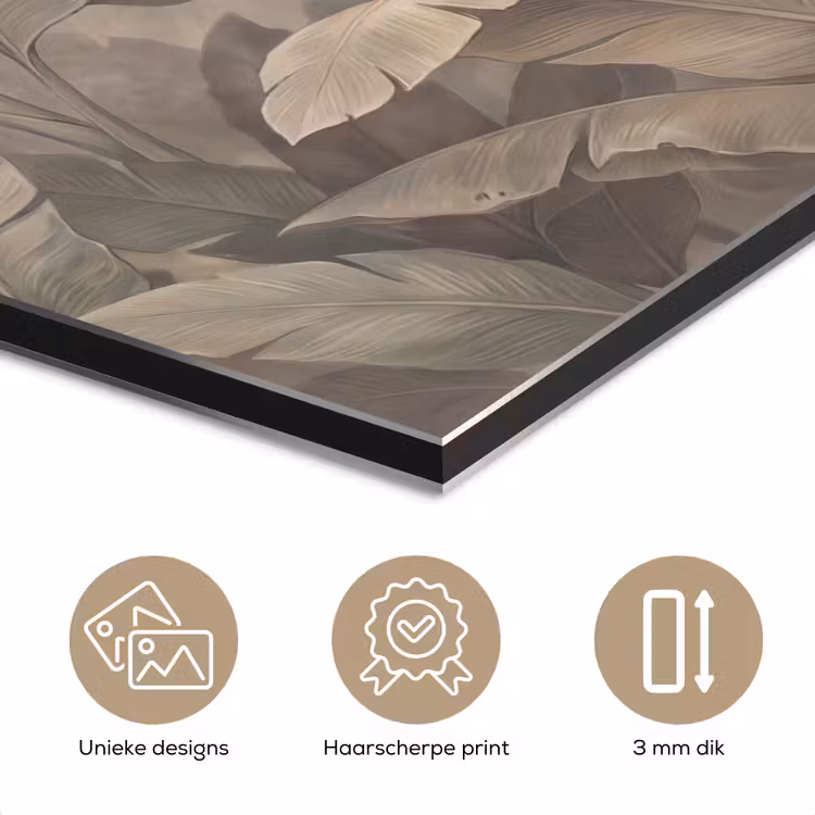Aluminium schilderij - Bladeren - Tropisch - Natuur - Modern - Beige — 7