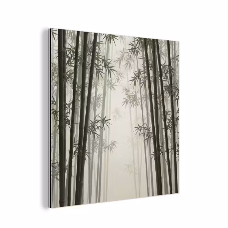 Aluminium schilderij - Bamboe - Bos - Mist - Natuur — 1