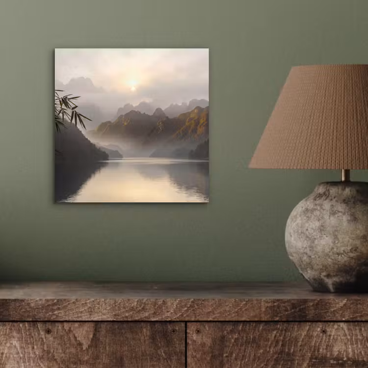 Aluminium schilderij - Bergen - Water - Mist - Natuur - Landschap — 3