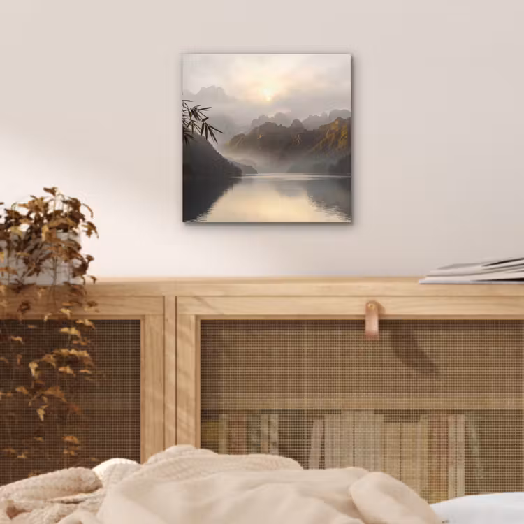 Aluminium schilderij - Bergen - Water - Mist - Natuur - Landschap — 4