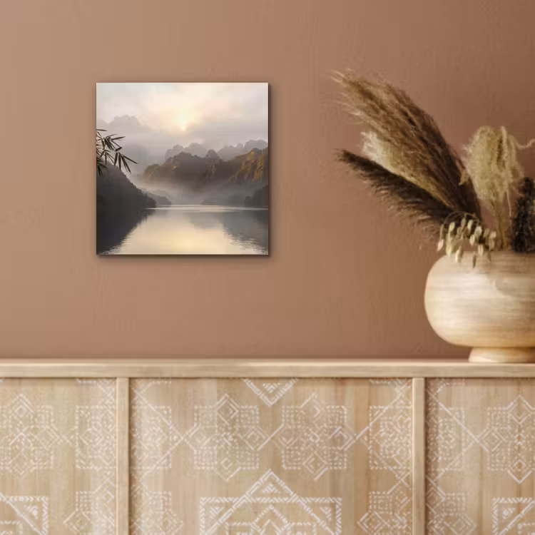 Aluminium schilderij - Bergen - Water - Mist - Natuur - Landschap — 5