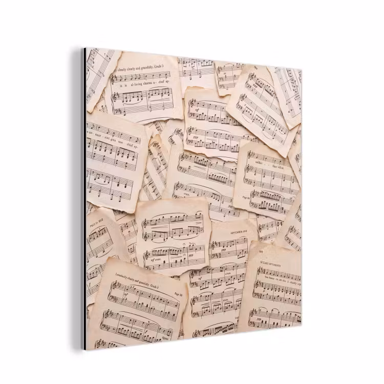 Aluminium schilderij - Bladmuziek - Oud - Noten - Vintage - Beige — 1