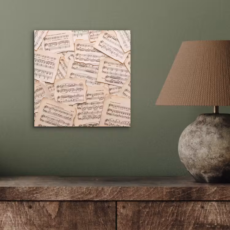Aluminium schilderij - Bladmuziek - Oud - Noten - Vintage - Beige — 3