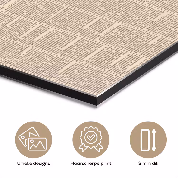 Aluminium schilderij - Krant - Nieuws - Historisch - Vintage - Beige — 7