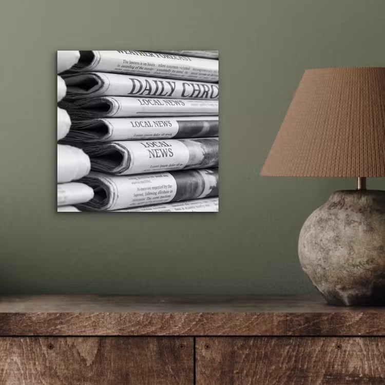 Aluminium schilderij - Krant - Stapel - Nieuws - Zwart-wit - Media — 3