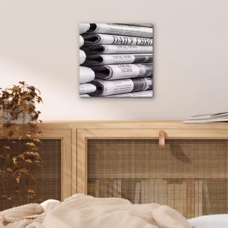 Aluminium schilderij - Krant - Stapel - Nieuws - Zwart-wit - Media — 4