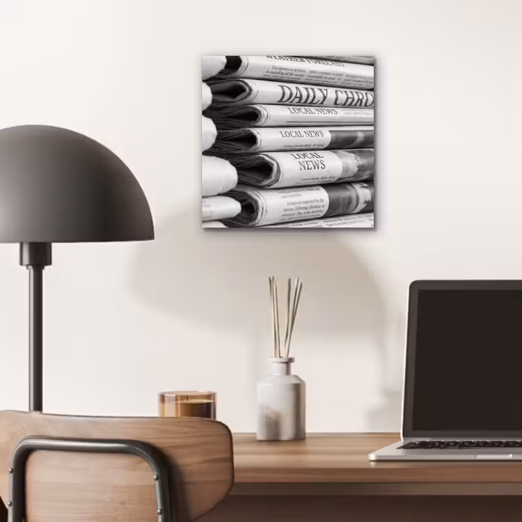 Aluminium schilderij - Krant - Stapel - Nieuws - Zwart-wit - Media — 6
