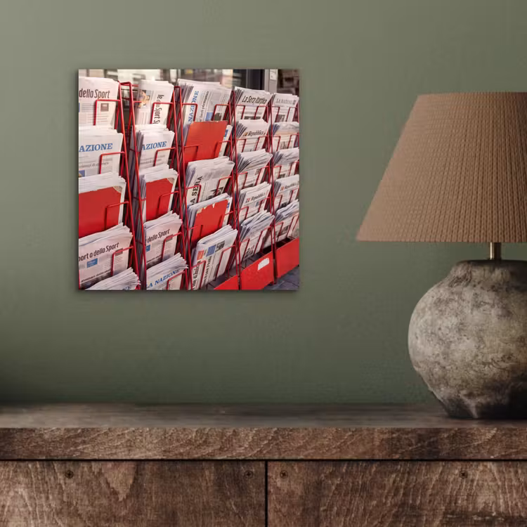 Aluminium schilderij - Kranten - Rek - Stedelijk - Dagelijks leven - Rood — 3