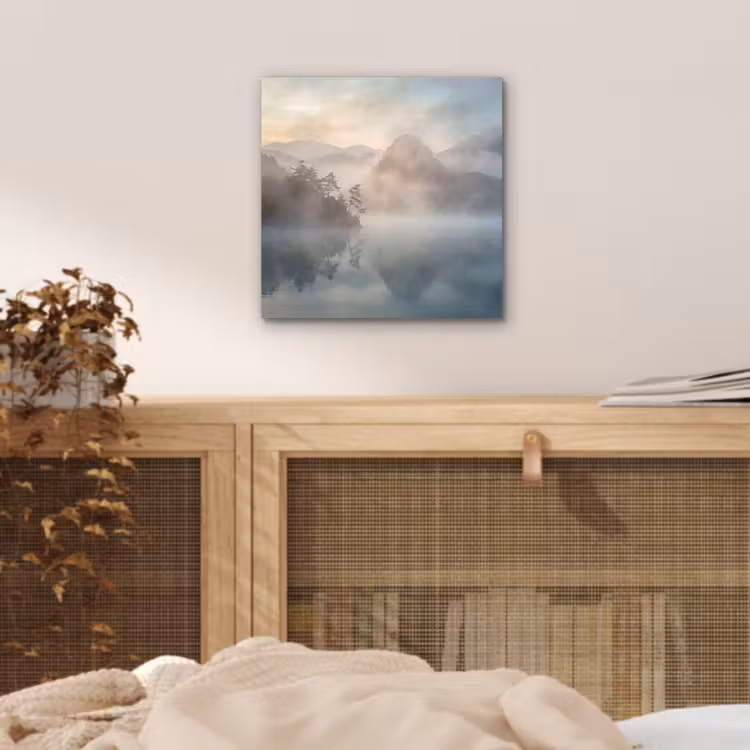 Aluminium schilderij - Landschap - Bergen - Mist - Water - Natuur — 4