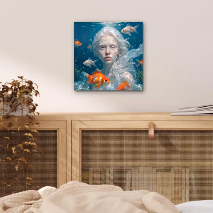 Aluminium schilderij - Mens - Onderwater - Vis - Modern - Blauw — 4