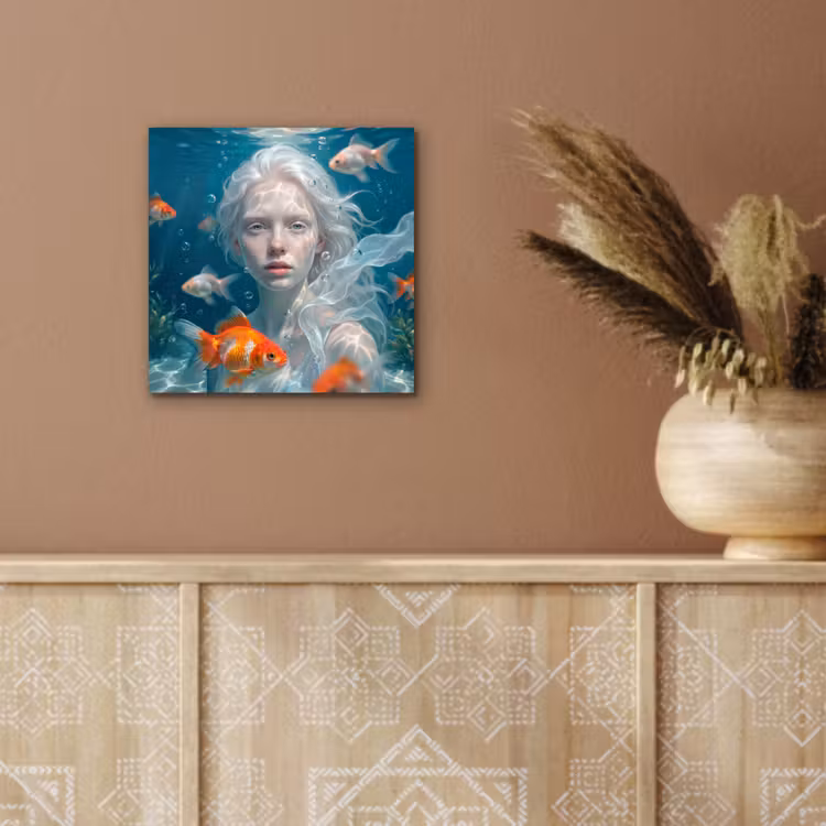 Aluminium schilderij - Mens - Onderwater - Vis - Modern - Blauw — 5