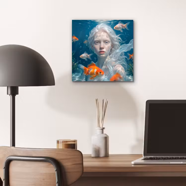 Aluminium schilderij - Mens - Onderwater - Vis - Modern - Blauw — 6