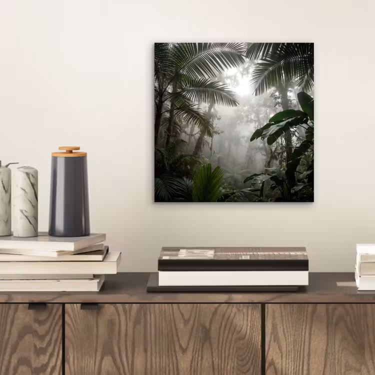Aluminium schilderij - Natuur - Jungle - Mist - Groen - Bladeren — 2