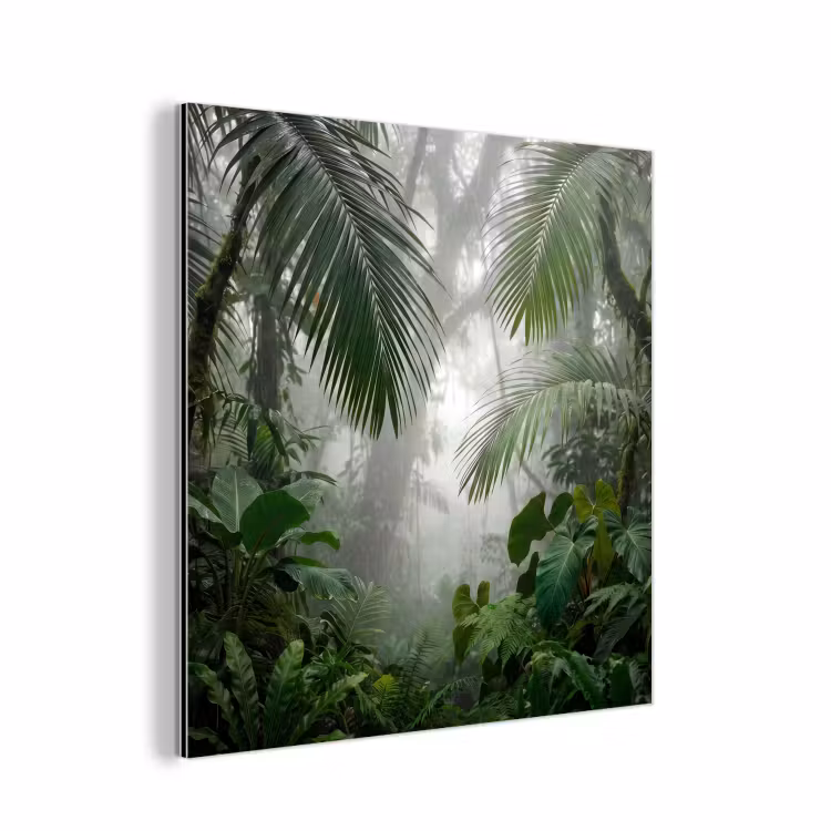 Aluminium schilderij - Natuur - Jungle - Mist - Tropisch - Groen — 1