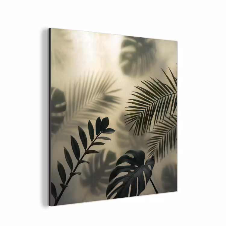 Aluminium schilderij - Planten - Bladeren - Schaduwen - Groen - Modern — 1