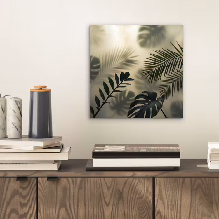 Aluminium schilderij - Planten - Bladeren - Schaduwen - Groen - Modern — 2