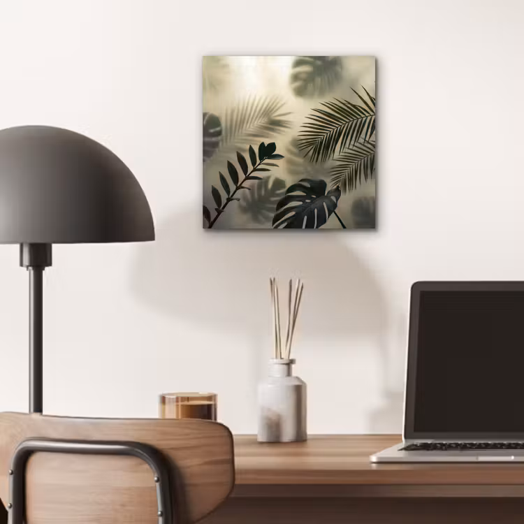 Aluminium schilderij - Planten - Bladeren - Schaduwen - Groen - Modern — 6