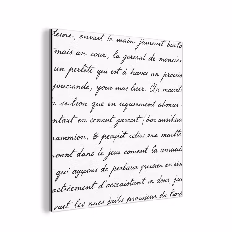 Aluminium schilderij - Tekst - Handschrift - Klassiek - ZwartWit — 1