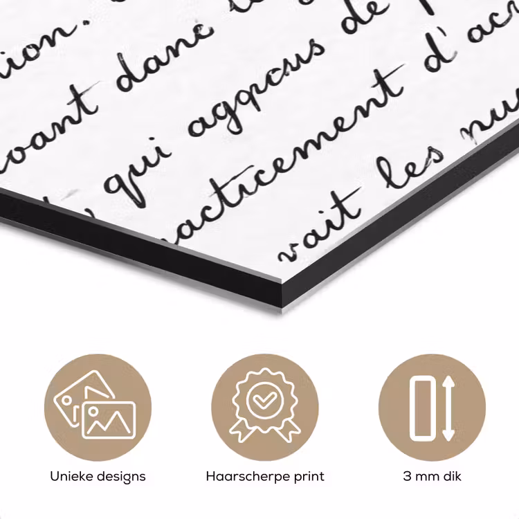 Aluminium schilderij - Tekst - Handschrift - Klassiek - ZwartWit — 7