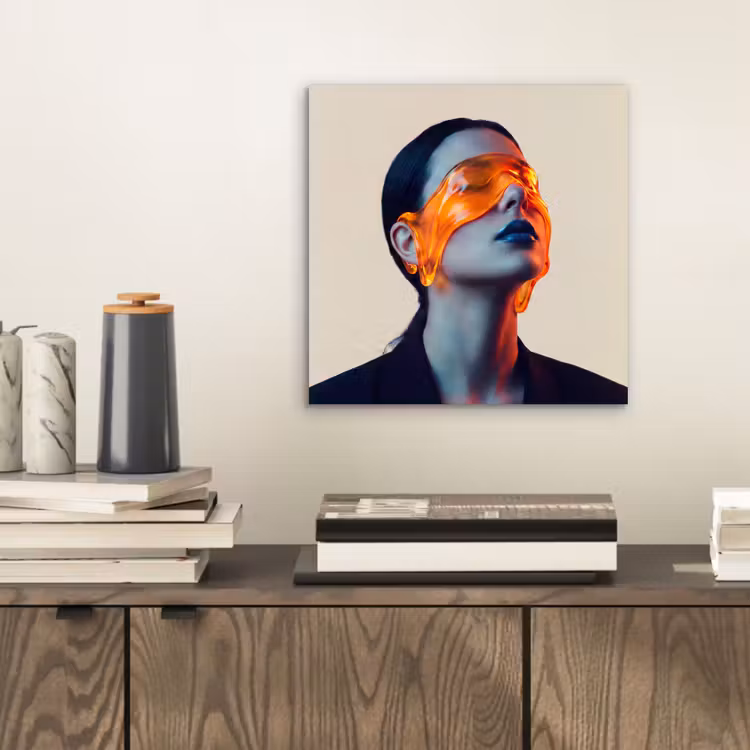 Aluminium schilderij - Vrouw - Oranje - Abstract - Modern - Kleurrijk — 2