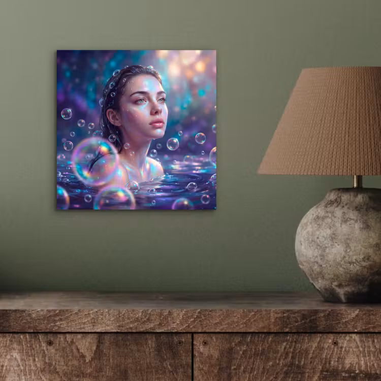 Aluminium schilderij - Vrouw - Water - Portret - Kleurrijk - Modern — 3