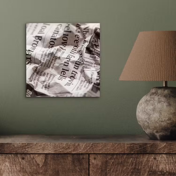 Aluminium schilderij - Krant - Gekreukeld - Textuur - Vintage - Zwart-wit — 3