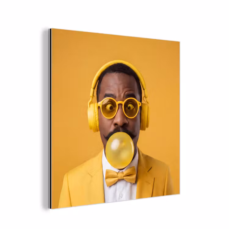 Aluminium schilderij - Man - Bubblegum - Portret - Geel - Modern — 1