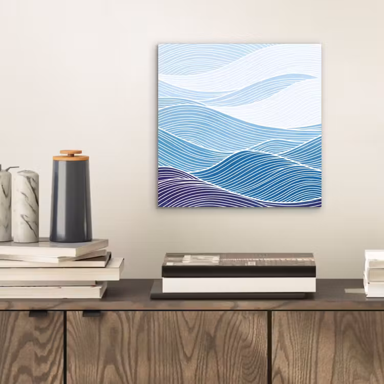 Aluminium schilderij - Abstract - Golven - Patroon - Blauw - Modern — 2