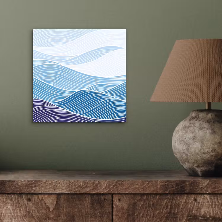 Aluminium schilderij - Abstract - Golven - Patroon - Blauw - Modern — 3