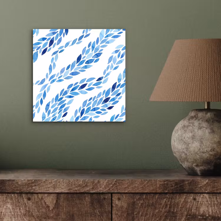 Aluminium schilderij - Bladeren - Aquarel - Patroon - Modern - Blauw — 3
