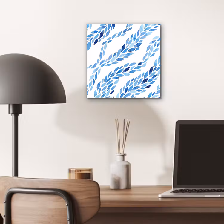 Aluminium schilderij - Bladeren - Aquarel - Patroon - Modern - Blauw — 6