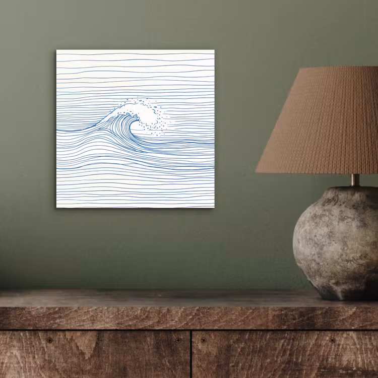 Aluminium schilderij - Golf - Brekende - Natuur - Minimalistisch - Blauw — 3