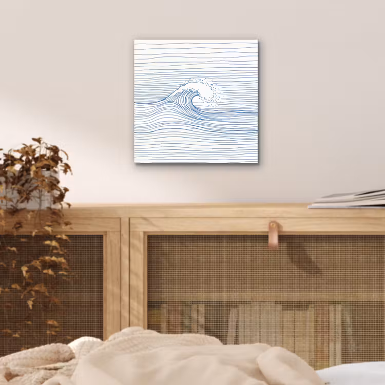Aluminium schilderij - Golf - Brekende - Natuur - Minimalistisch - Blauw — 4