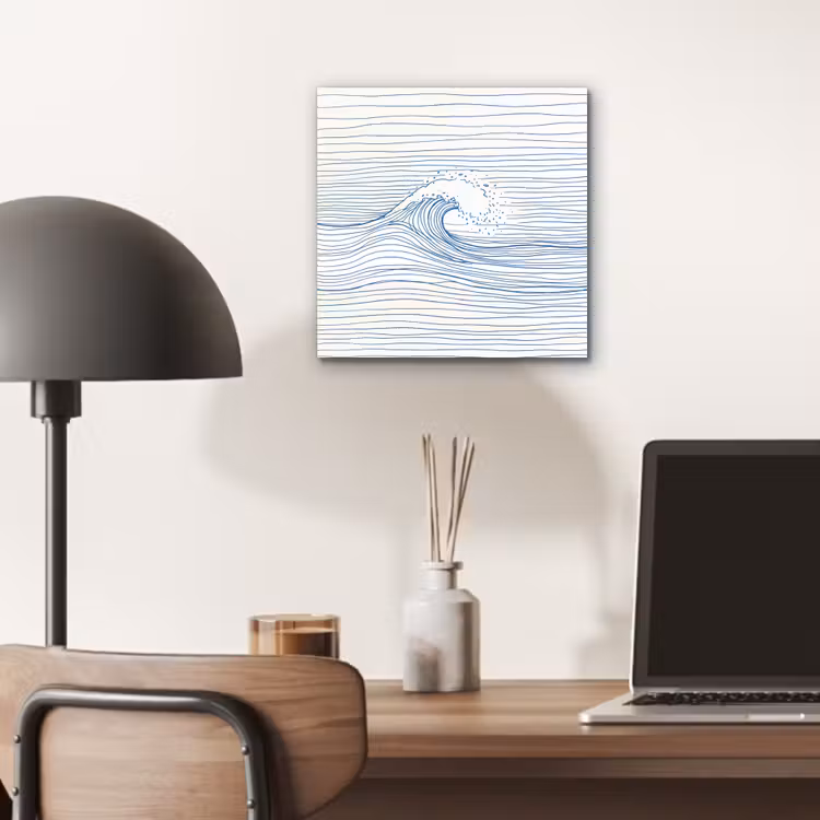 Aluminium schilderij - Golf - Brekende - Natuur - Minimalistisch - Blauw — 6