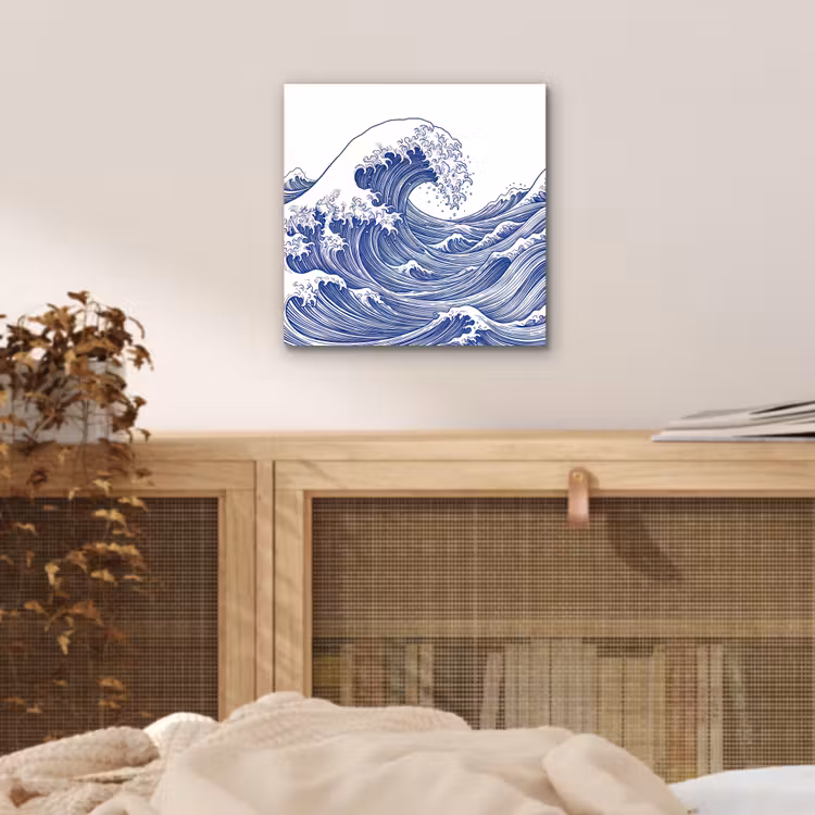 Aluminium schilderij - Golf - Japans - Zee - Illustratie - Blauw — 4