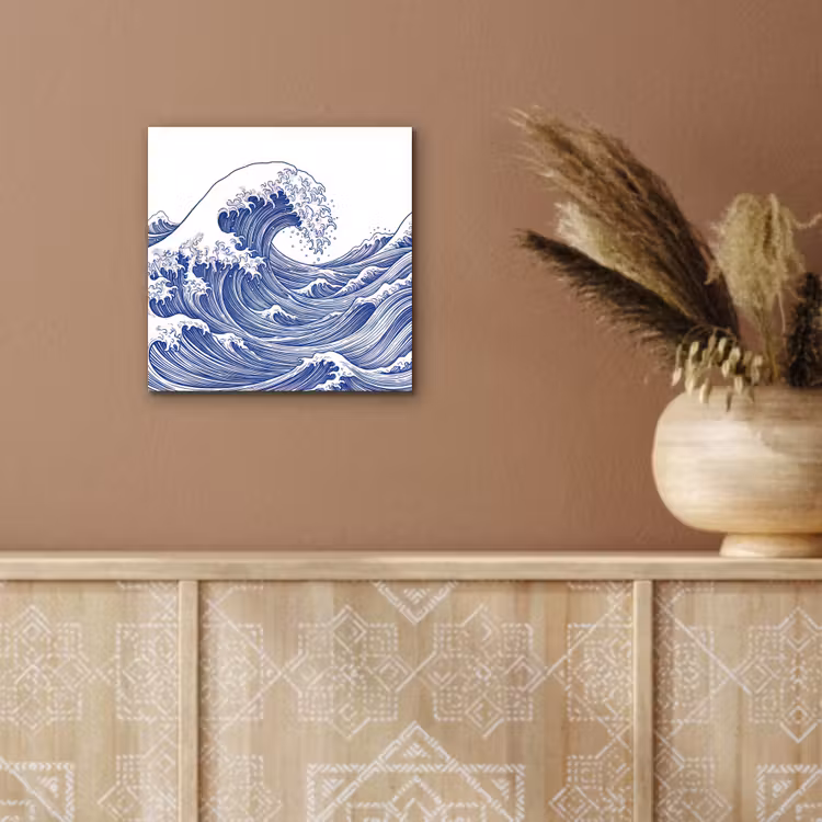 Aluminium schilderij - Golf - Japans - Zee - Illustratie - Blauw — 5
