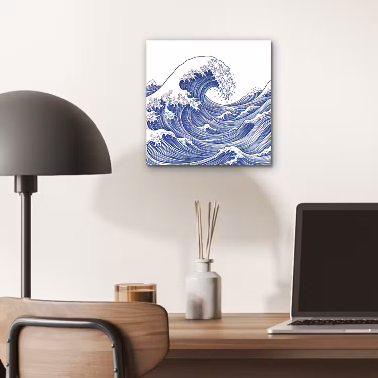 Aluminium schilderij - Golf - Japans - Zee - Illustratie - Blauw — 6