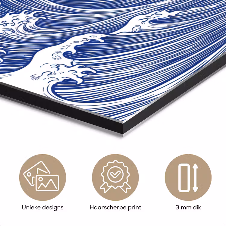 Aluminium schilderij - Golf - Japans - Zee - Illustratie - Blauw — 7